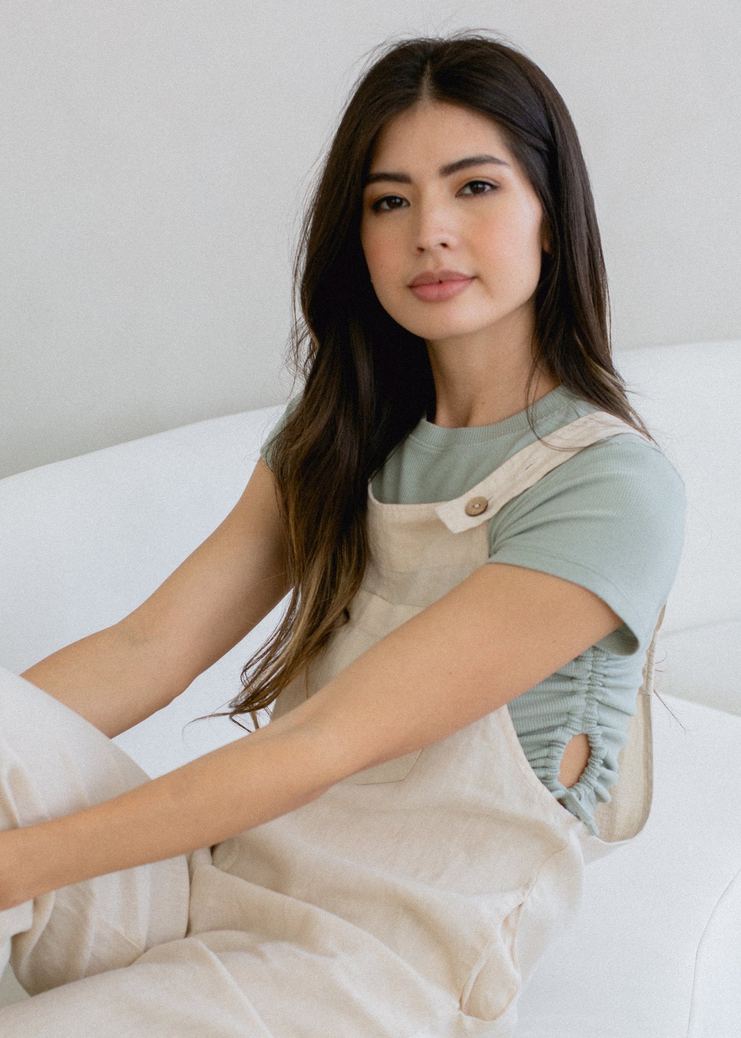 Ruched Ribbed Crop Tee in XS view 8 (top)