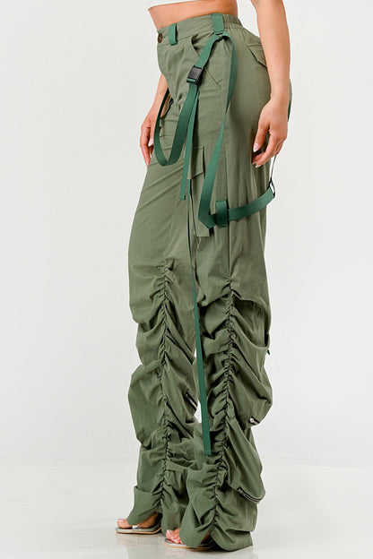 Ruched Utility Elegance Pants view 4 - Ruched Cargo Pants (bottom)