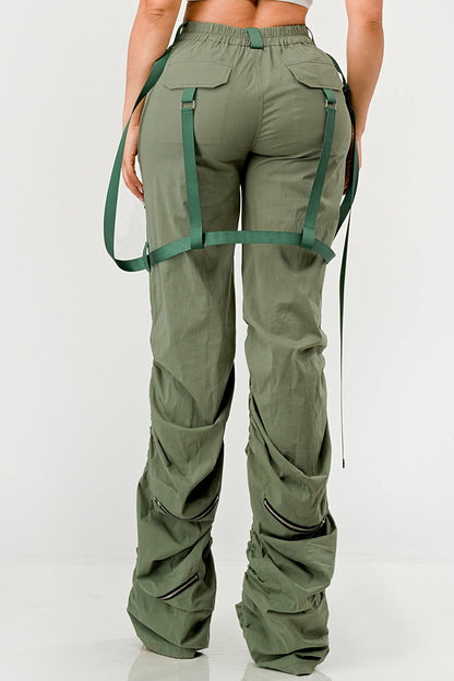 Ruched Utility Elegance Pants view 5 - Ruched Cargo Pants (bottom)