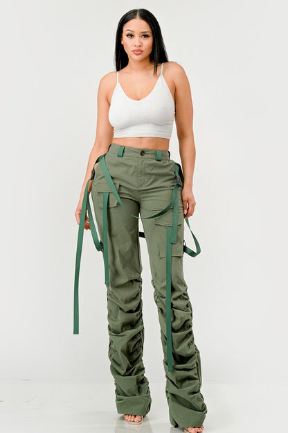 Ruched Utility Elegance Pants view 6 - Ruched Cargo Pants (bottom)