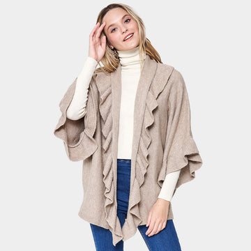 Ruffle Knit Cardigan Top in Beige - Fall Wardrobe Essential - Ruffle Knit Cardigan Cotton On