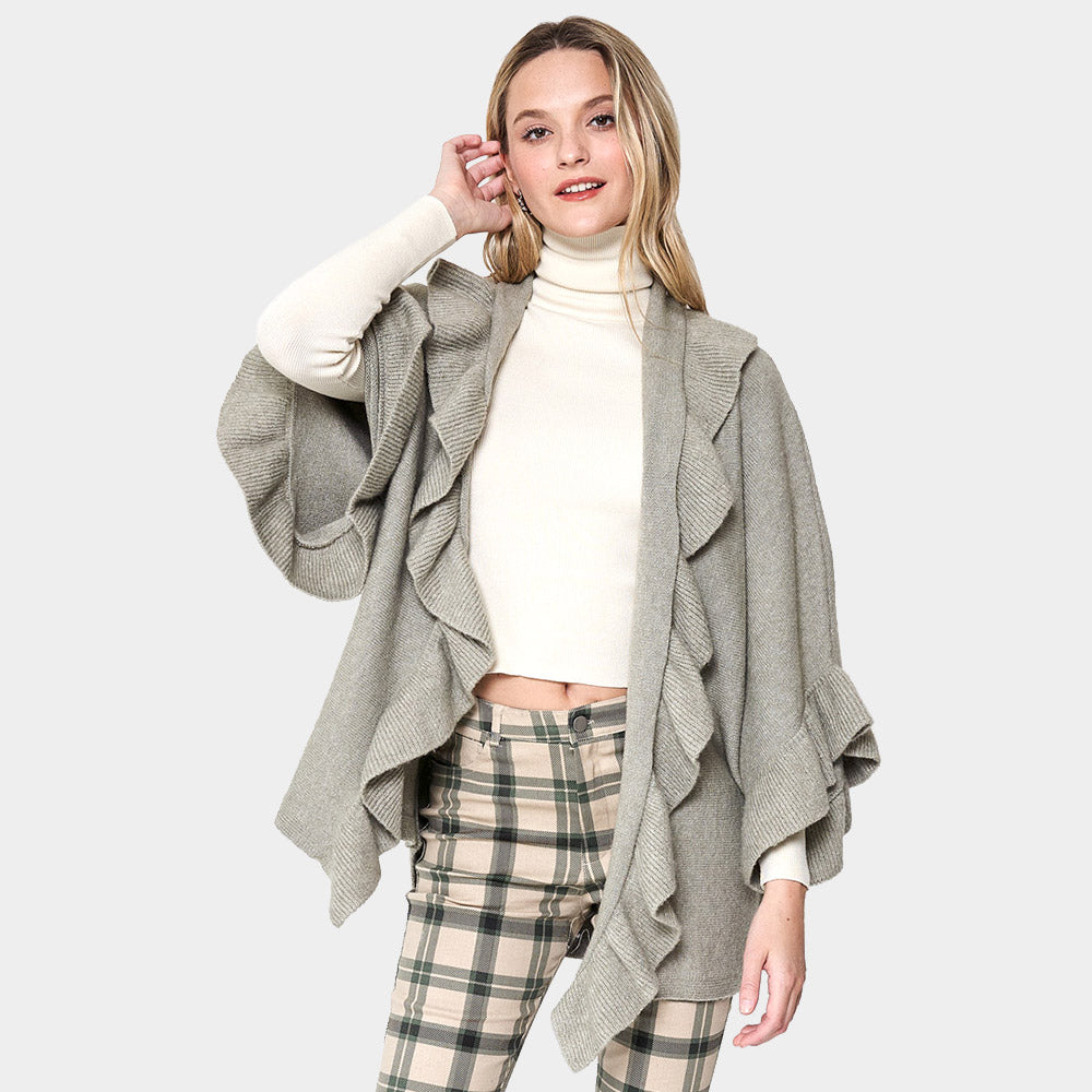 Ruffle Knit Cardigan Top in Mint view 5 - Fall Wardrobe Essential - Ruffle Knit Cardigan Cotton On
