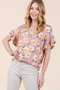 Ruffle Sleeve Light Sweater Pink (top) - light sweater, ruffle light sweater - shop at us.meeeshop
