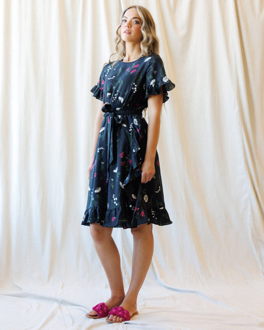 Ruffle & Wrap Dress in S view 2 - Ruffle Wrap Dress With Sleeves