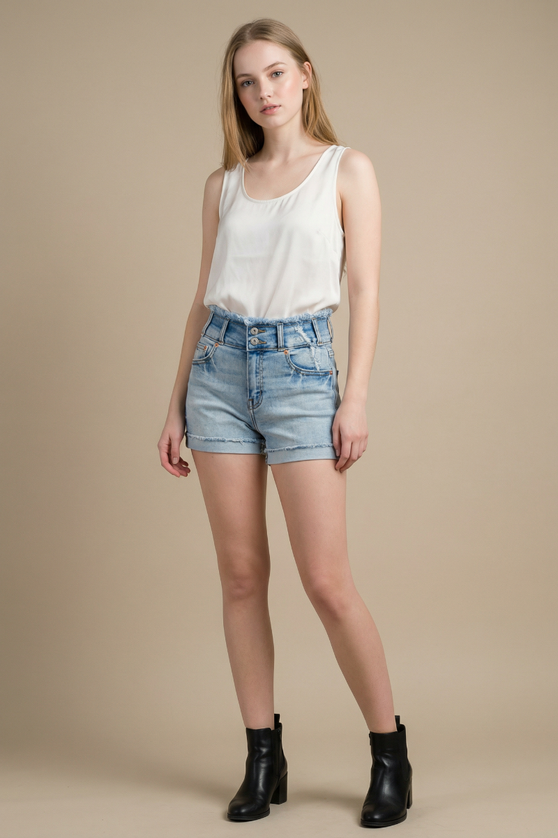 Rylee High Rise Wide Waistband Shorts (reg & Plus) in M view 2 - High-Waisted - Reg Plus (bottom)