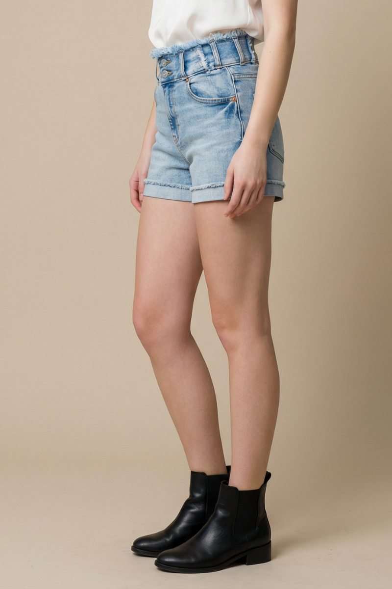 Rylee High Rise Wide Waistband Shorts (reg & Plus) in L view 3 - High-Waisted - Reg Plus (bottom)