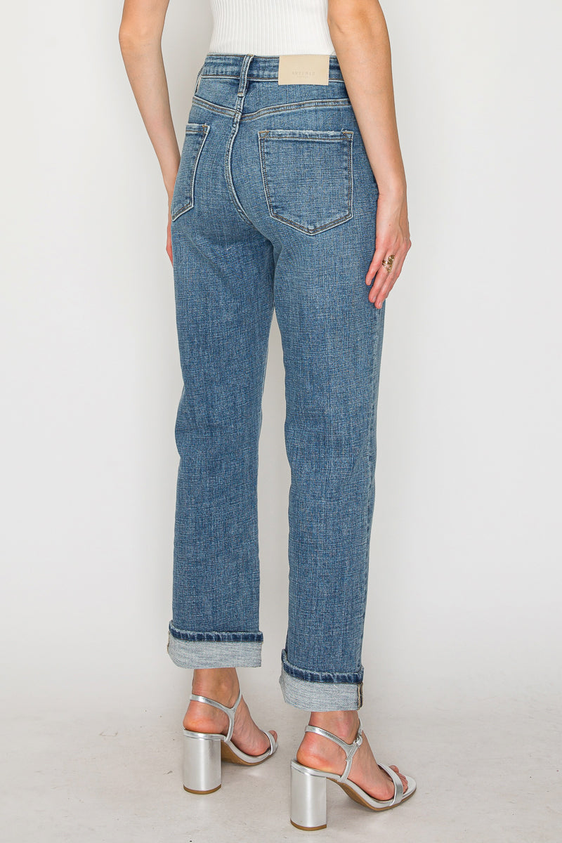 Sabine Tummy Control High Rise Slim Straight Jeans in 7 (27) view 4 - High-Waisted (bottom)