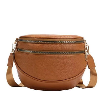 Sabrina Double Zip Leather Crescent Sling view 17 (bag)