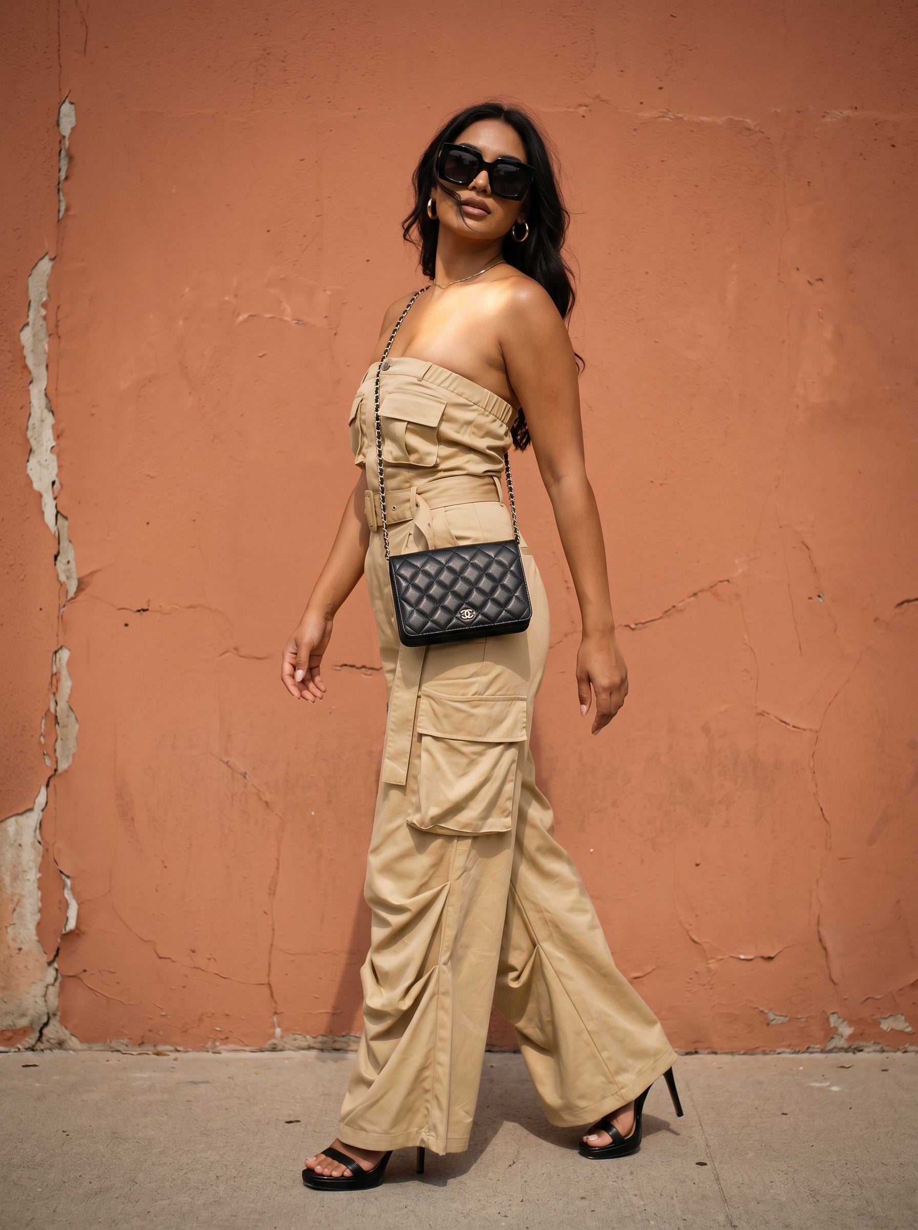 Safari Multi Pocket Belted Jumpsuit - MeeeShop Women's Fashion