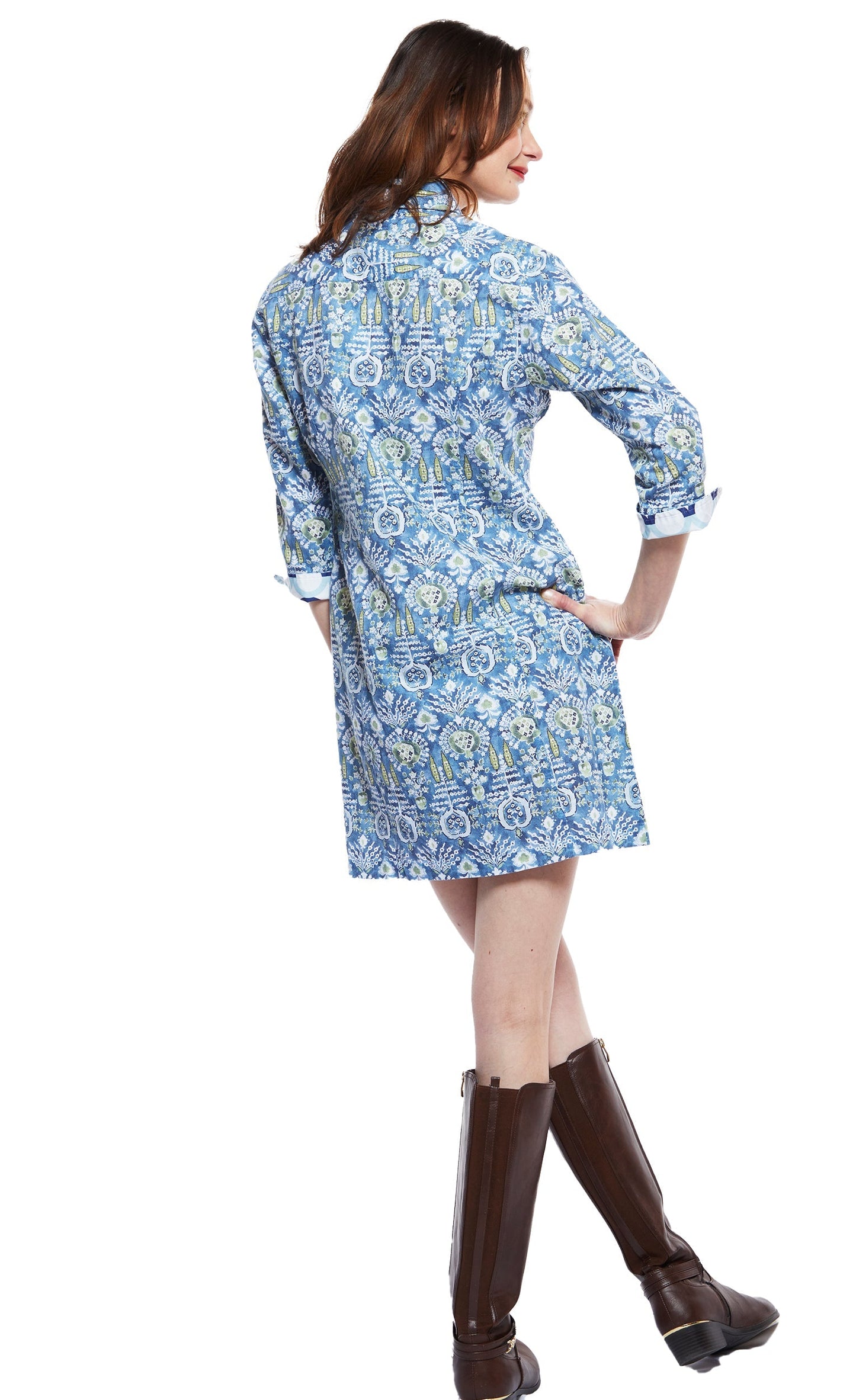 Sag Harbor Dress with Blue Kilim Print in L view 4 - Sag Harbor Dress Pants