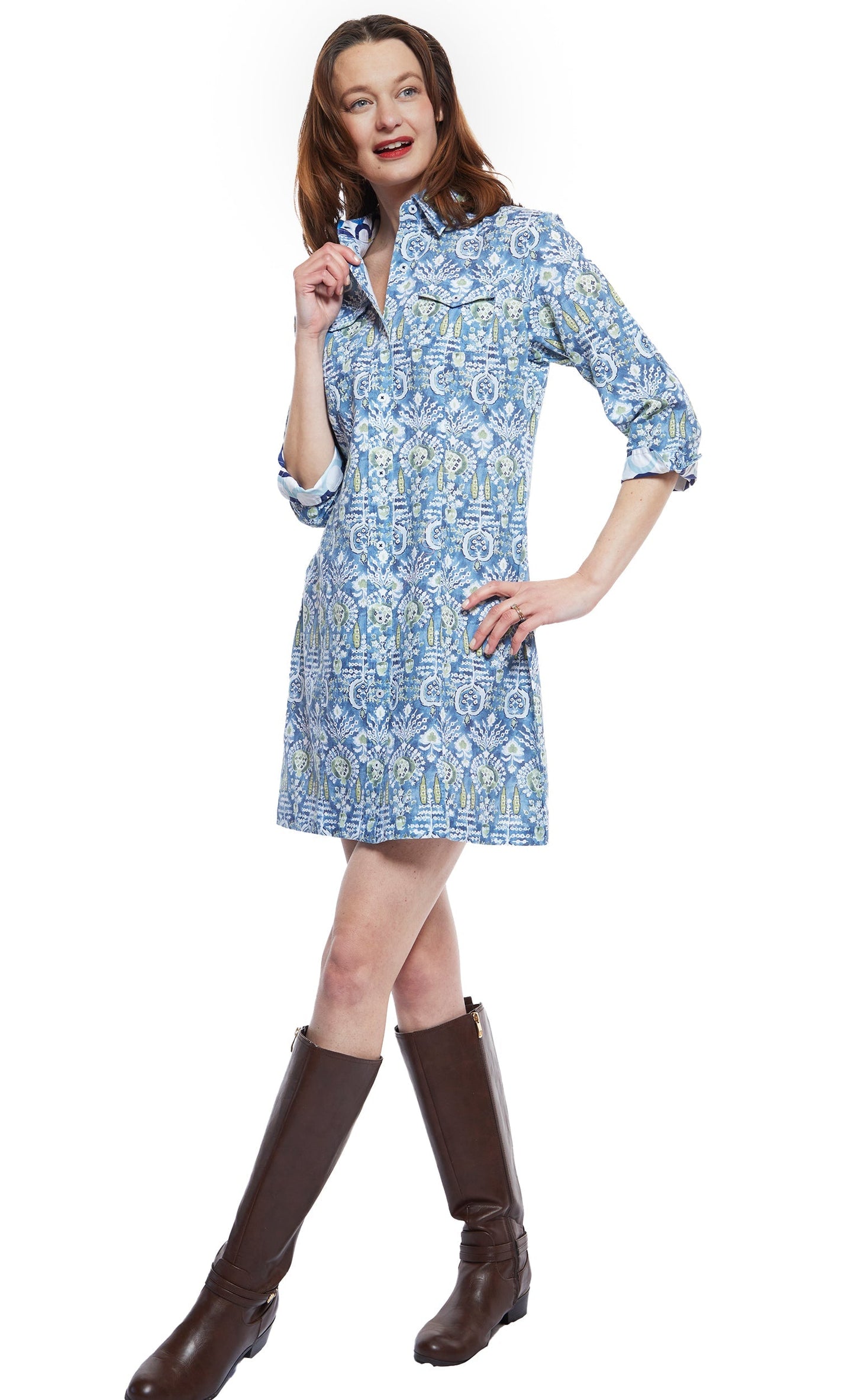 Sag Harbor Dress with Blue Kilim Print in S view 2 - Sag Harbor Dress Pants