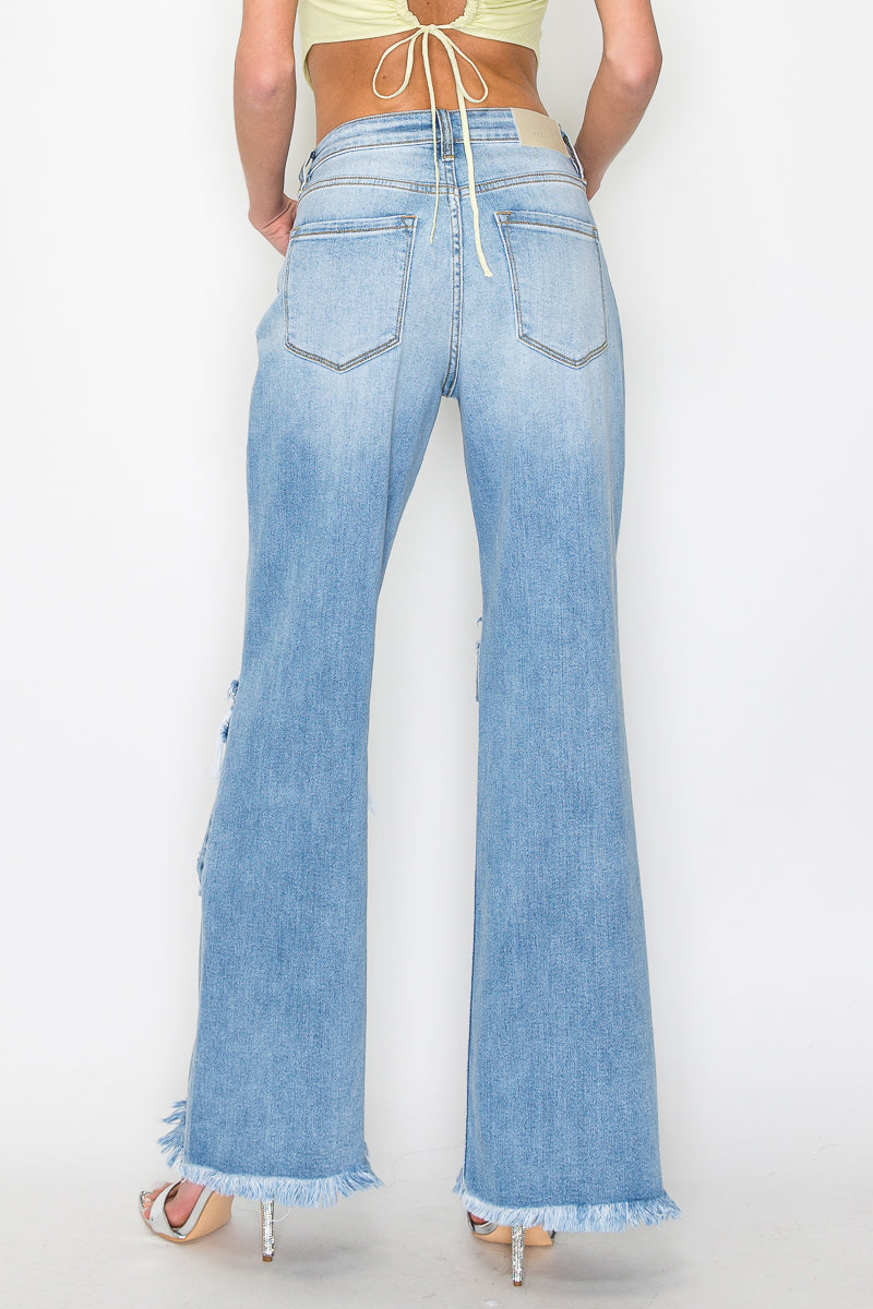 Sage High Rise Wide Leg Jeans (hybrid Style) in 11 (29) view 6 - High-Waisted - Sage Green High Waisted Jeans (bottom)