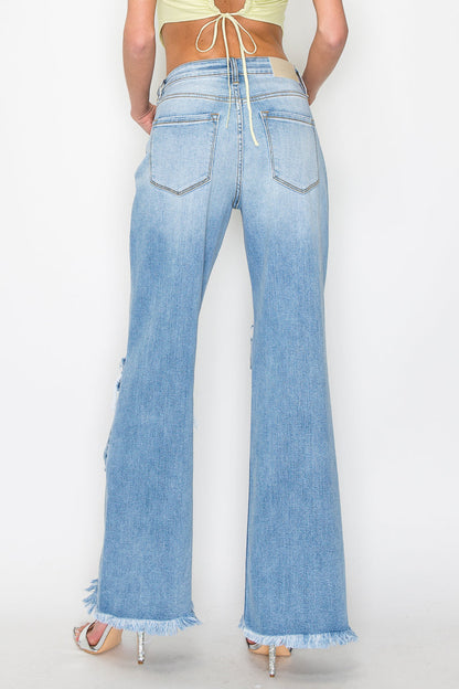 Sage High Rise Wide Leg Jeans (hybrid Style) in 11 (29) view 6 - High-Waisted - Sage Green High Waisted Jeans (bottom)