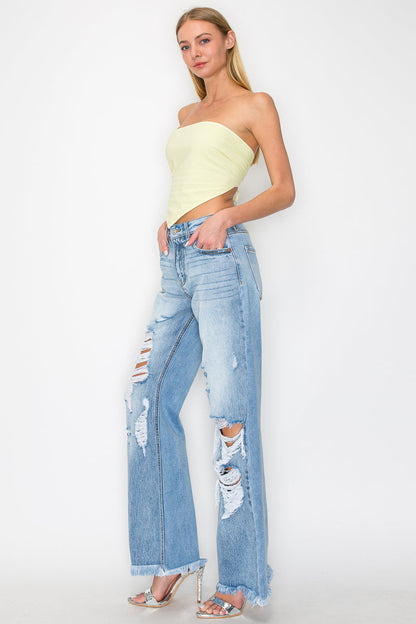 Sage High Rise Wide Leg Jeans (hybrid Style) in 5 (26) view 3 - High-Waisted - Sage Green High Waisted Jeans (bottom)