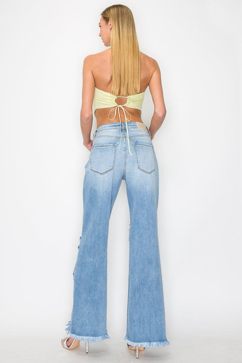 Sage High Rise Wide Leg Jeans (hybrid Style) in 7 (27) view 4 - High-Waisted - Sage Green High Waisted Jeans (bottom)
