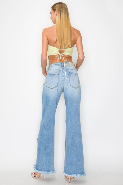Sage High Rise Wide Leg Jeans (hybrid Style) in 7 (27) view 4 - High-Waisted - Sage Green High Waisted Jeans (bottom)