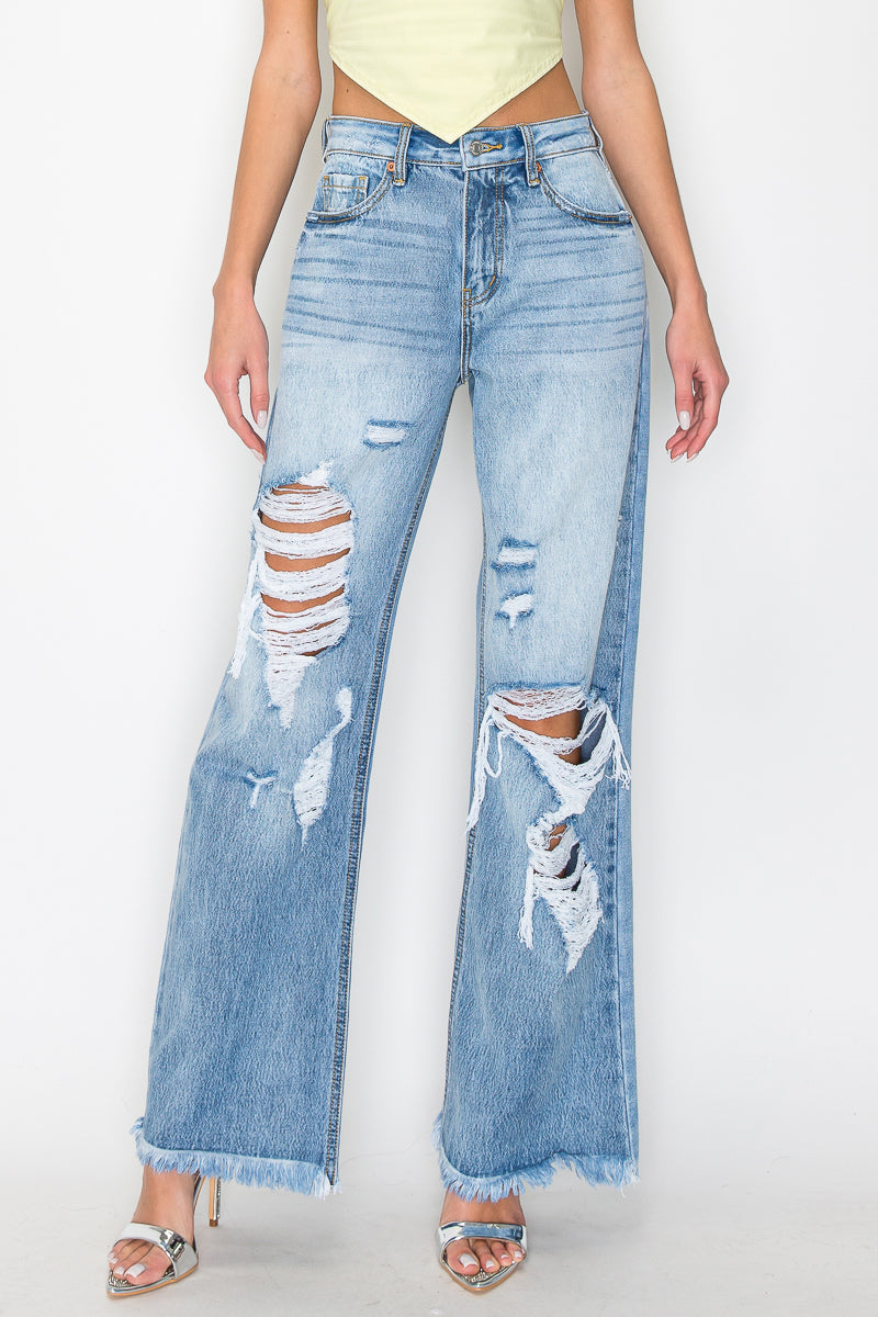 Sage High Rise Wide Leg Jeans (hybrid Style) in 9 (28) view 5 - High-Waisted - Sage Green High Waisted Jeans (bottom)
