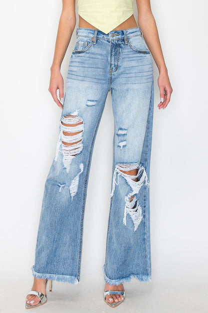 Sage High Rise Wide Leg Jeans (hybrid Style) in 9 (28) view 5 - High-Waisted - Sage Green High Waisted Jeans (bottom)