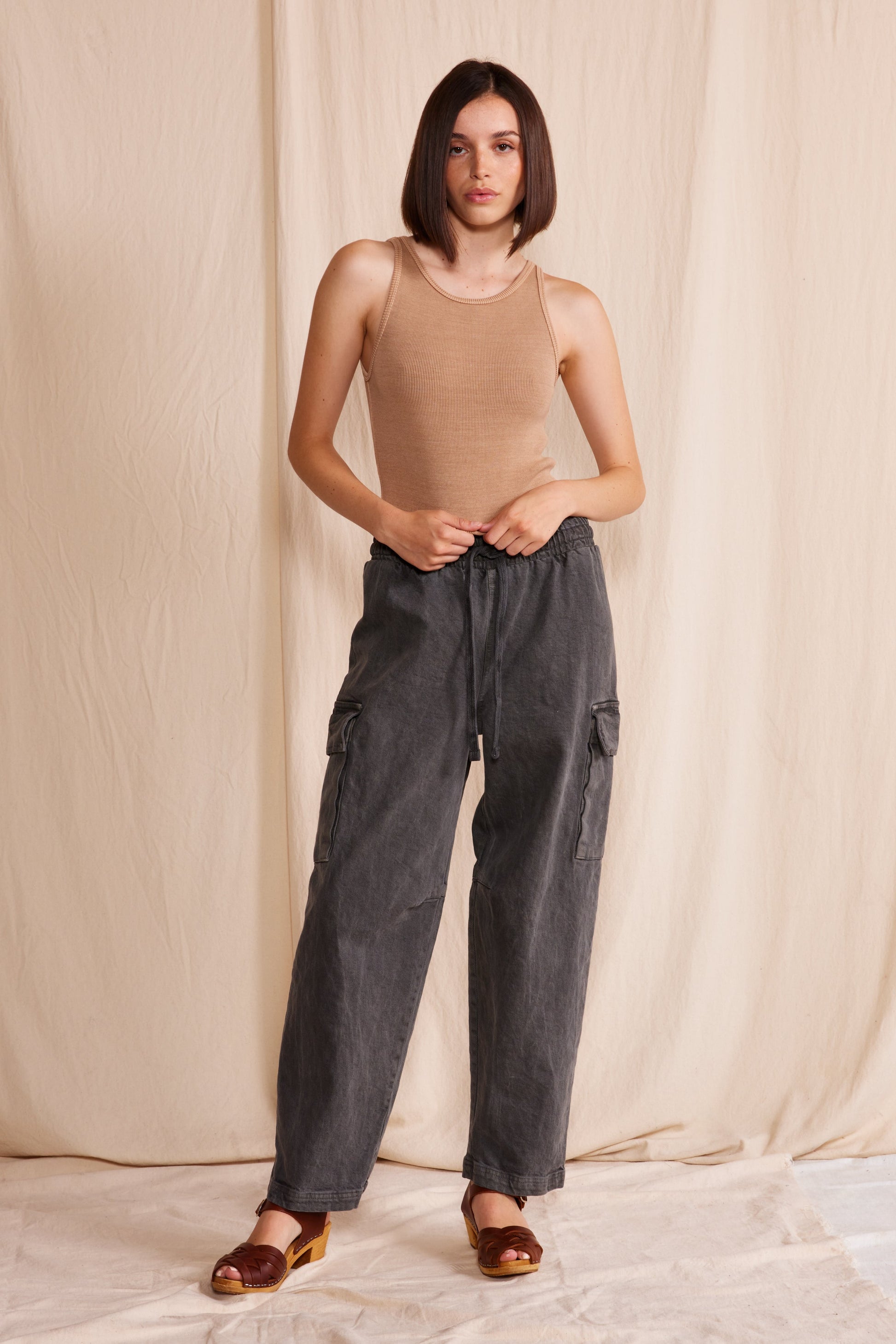 Sage Rib Tank in S view 7 - Sage Ribbed Tank (top)