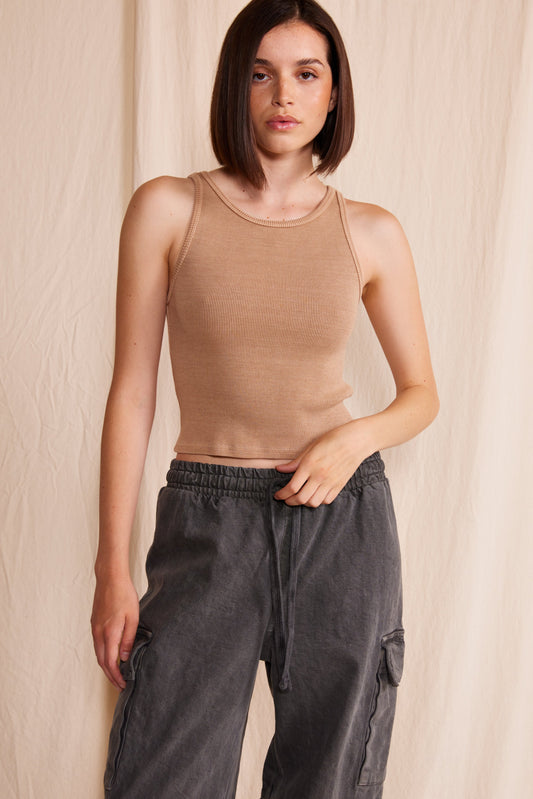 Sage Rib Tank in XS - Sage Ribbed Tank (top)