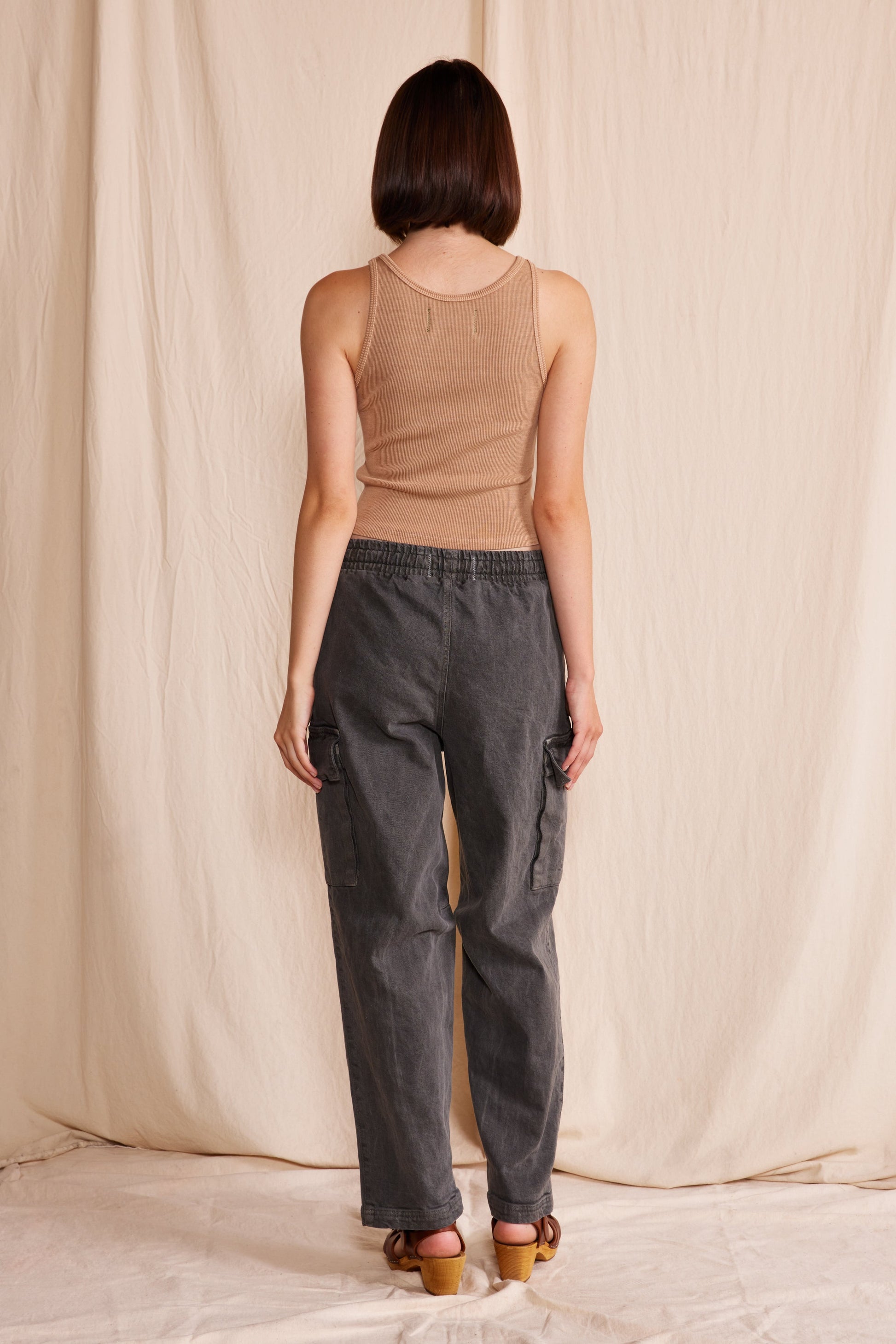 Sage Rib Tank in XS view 3 - Sage Ribbed Tank (top)