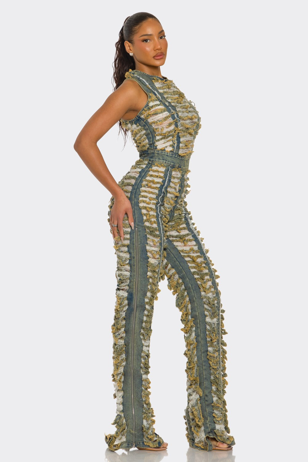 Sahara Fringe Textured Jumpsuit in L view 3 (one-piece)