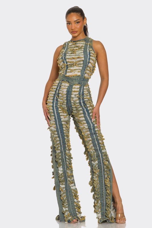 Sahara Fringe Textured Jumpsuit in M view 2 (one-piece)
