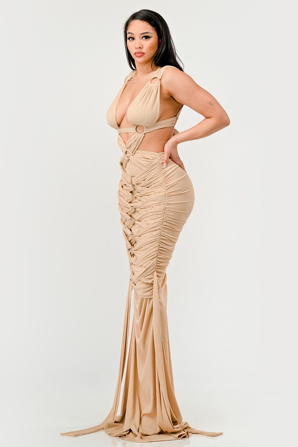 Sahara Mystique Pleated Gown Dress - MeeeShop Women's Fashion