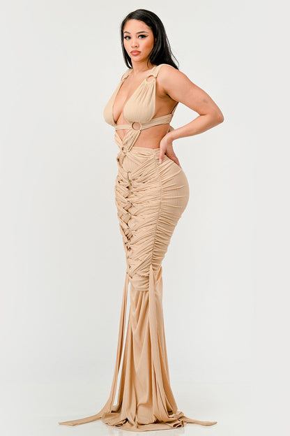 Sahara Mystique Pleated Gown Dress - MeeeShop Women's Fashion