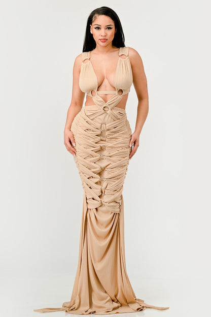 Sahara Mystique Pleated Gown Dress - MeeeShop Women's Fashion