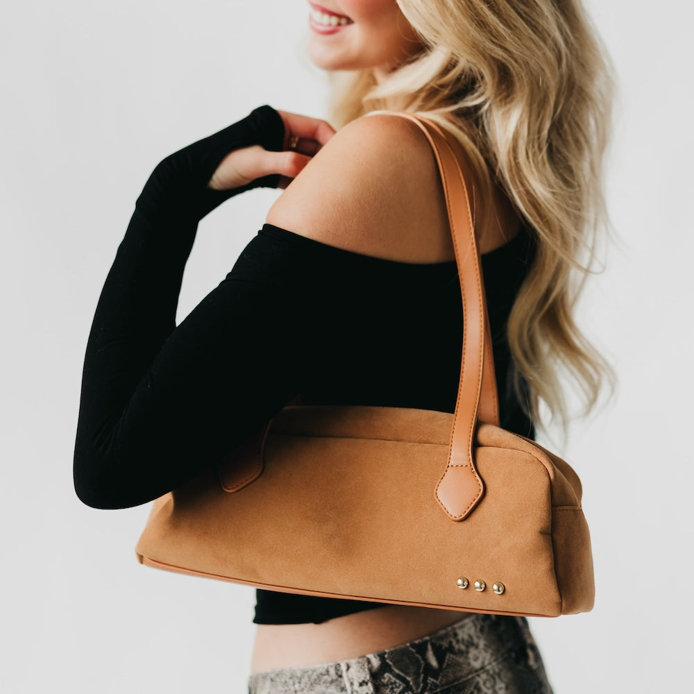Sally Suede Barrel Shoulder Bag view 6