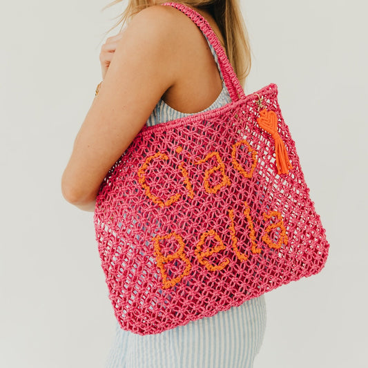 Sandbar Carryall Summer Tote in Cream- Bonjour view 2 - Summer Outfit Idea (bag)