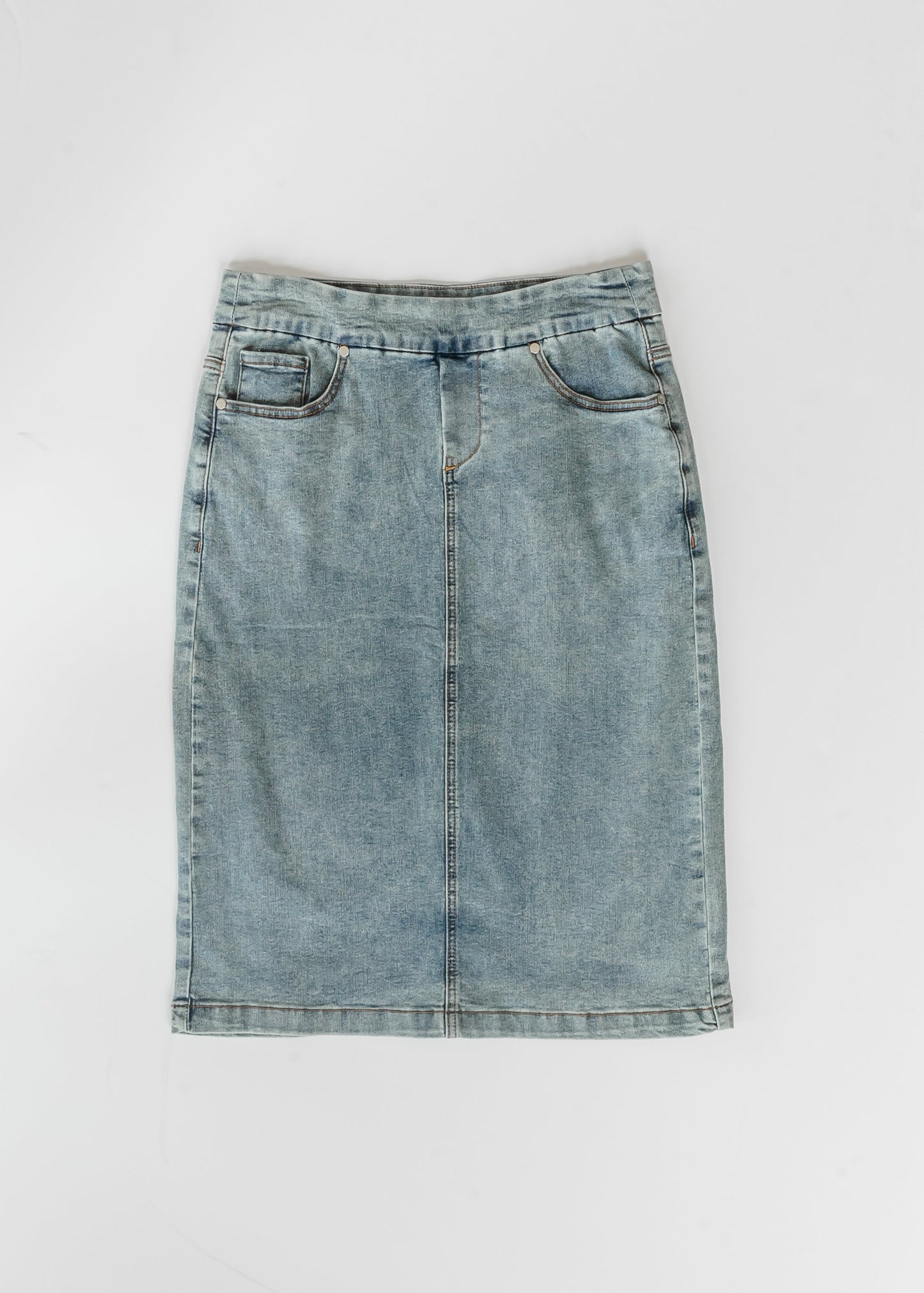 Sandra Classic Wash Midi Denim Skirt in 10 view 4 (dress)