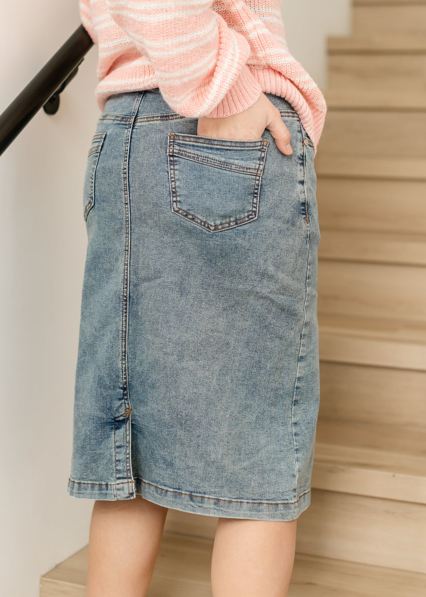 Sandra Classic Wash Midi Denim Skirt view 14 (dress)