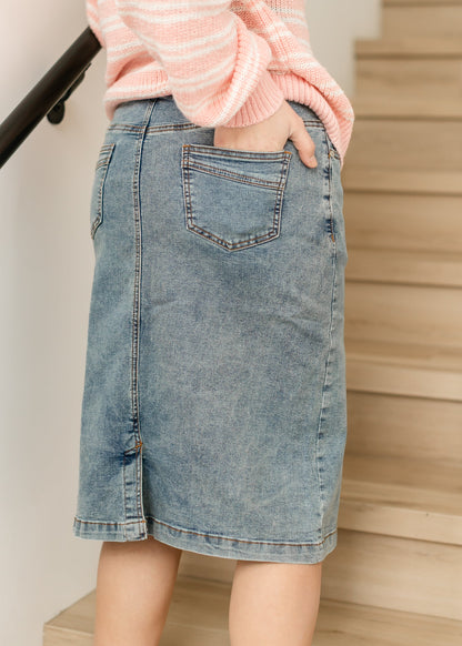 Sandra Classic Wash Midi Denim Skirt view 14 (dress)