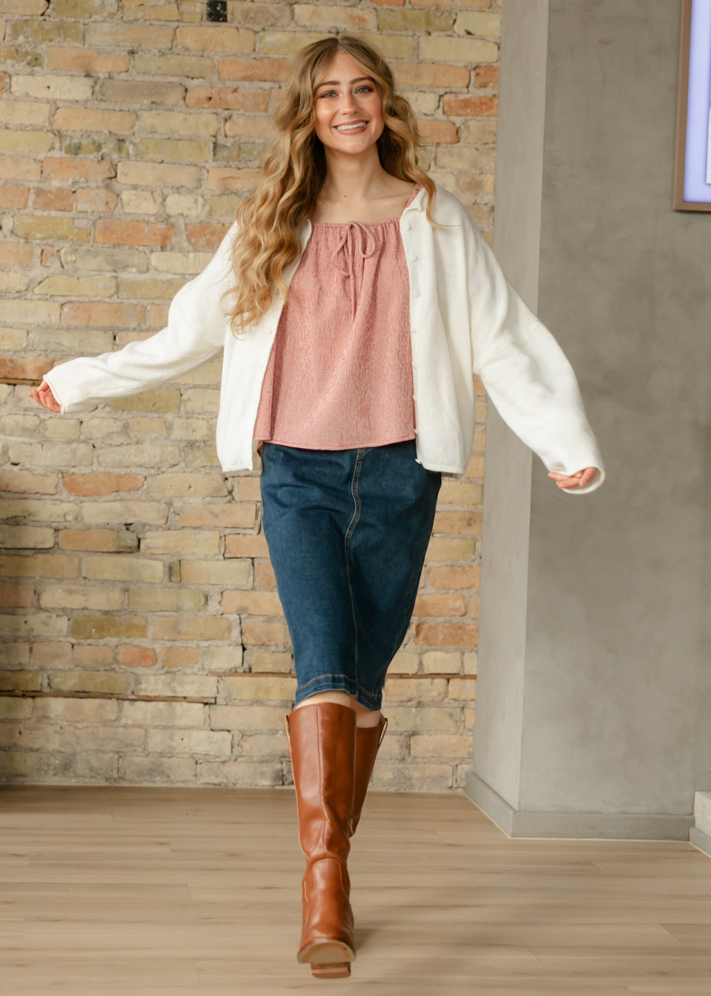 Sandra Dark Wash Denim Midi Skirt in 14 view 7 (dress)