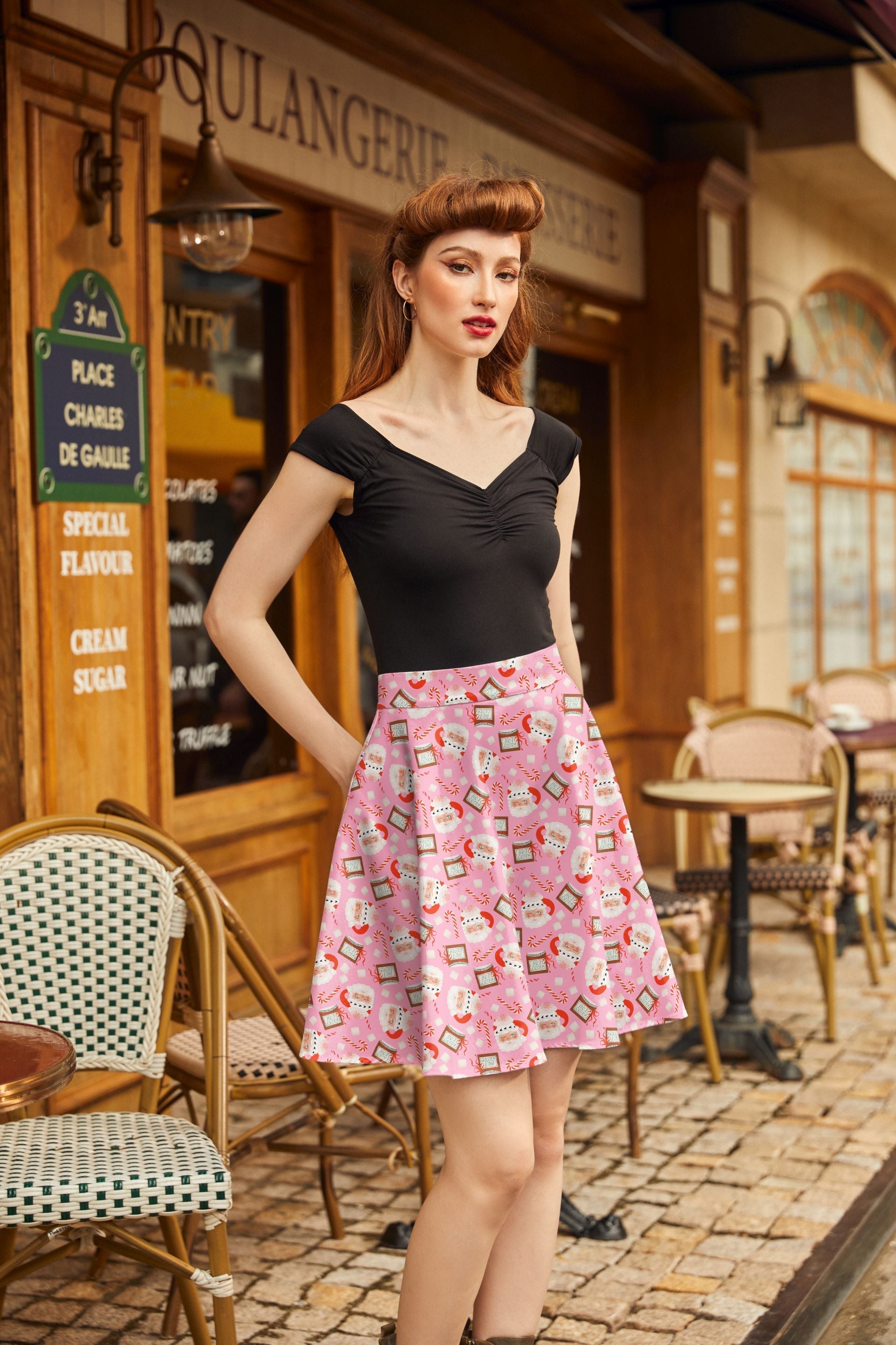 Santa Mugs Skater Skirt in XS
