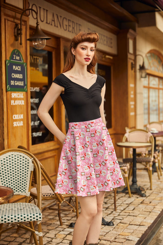 Santa Mugs Skater Skirt in XS