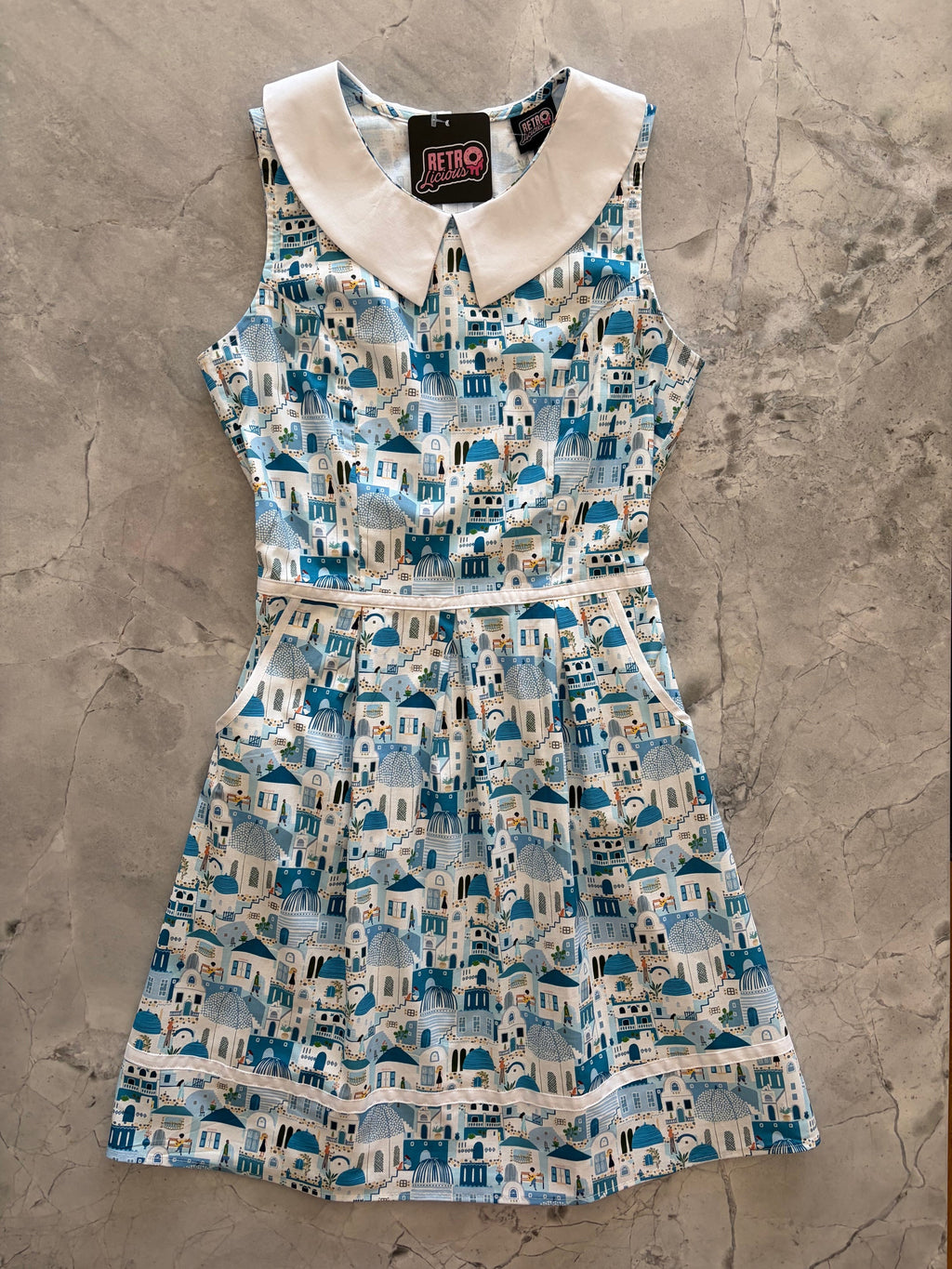 Santorini Collared Dress M view 3 (dress) - collared dress, santorini collared dress - shop at us.meeeshop