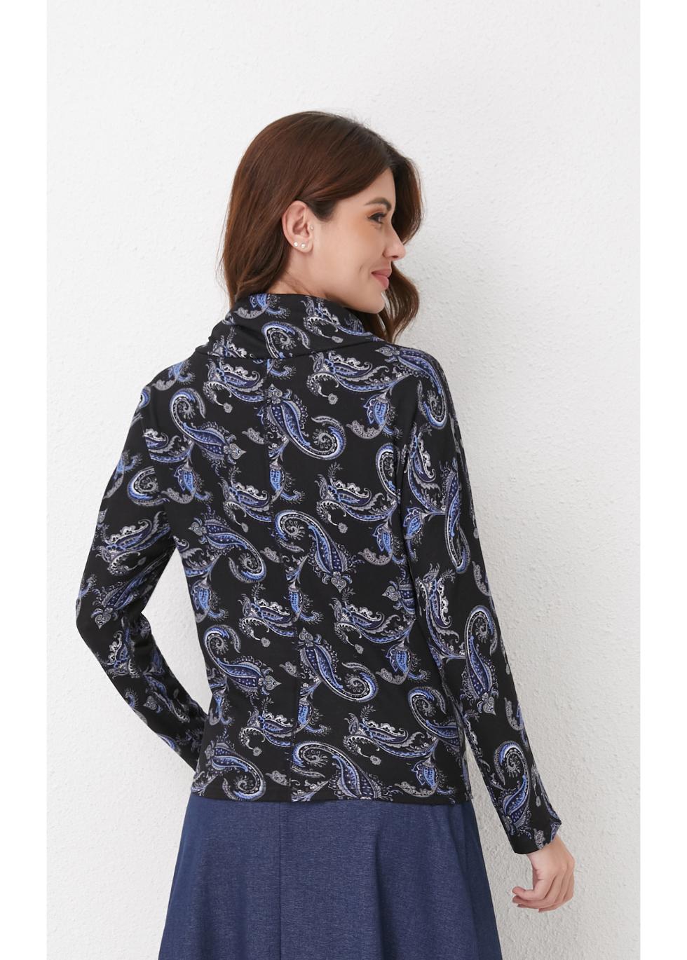 Sapphire Paisley Knit Top S view 2 (top) - knit top, paisley knit top - shop at us.meeeshop