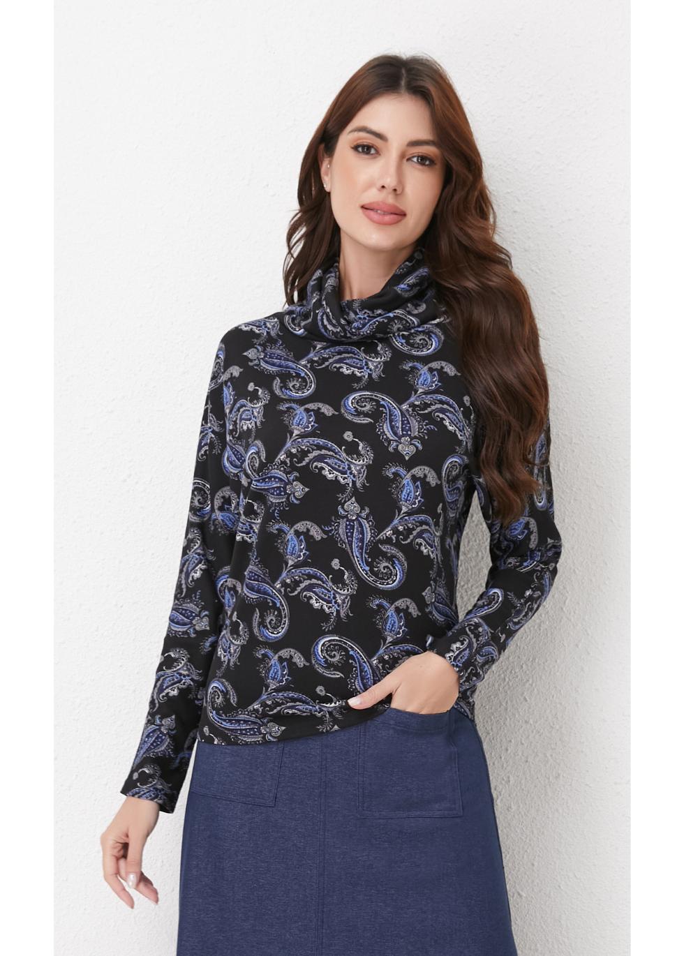 Sapphire Paisley Knit Top XL view 5 (top) - knit top, paisley knit top - shop at us.meeeshop