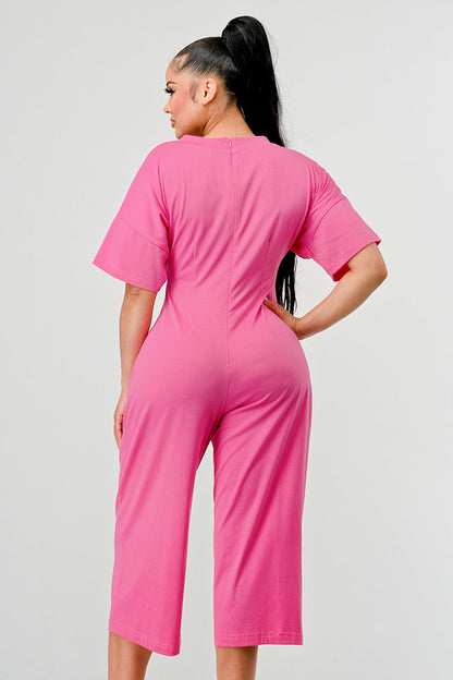 Sassy Chic: Bubblegum Pink Graphic Baddies Jumpsuit Pajamas view 9 - Sassy Classy Jumpsuit (one-piece)