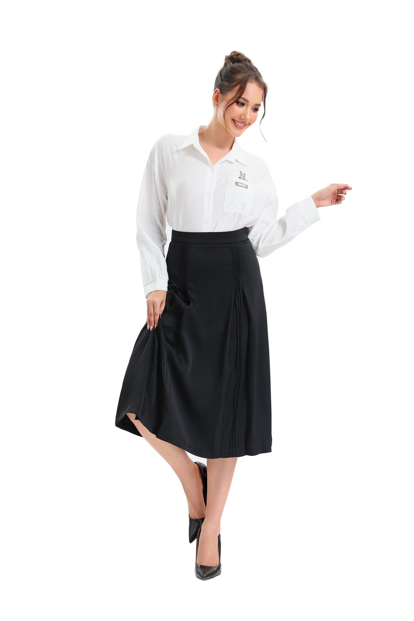 Satin Detailed Midi Skirt in M view 6 - Satin Full Skirt (dress)