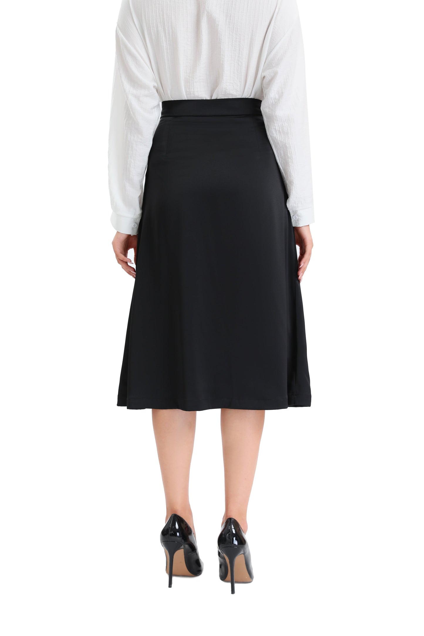 Satin Detailed Midi Skirt in S view 3 - Satin Full Skirt (dress)