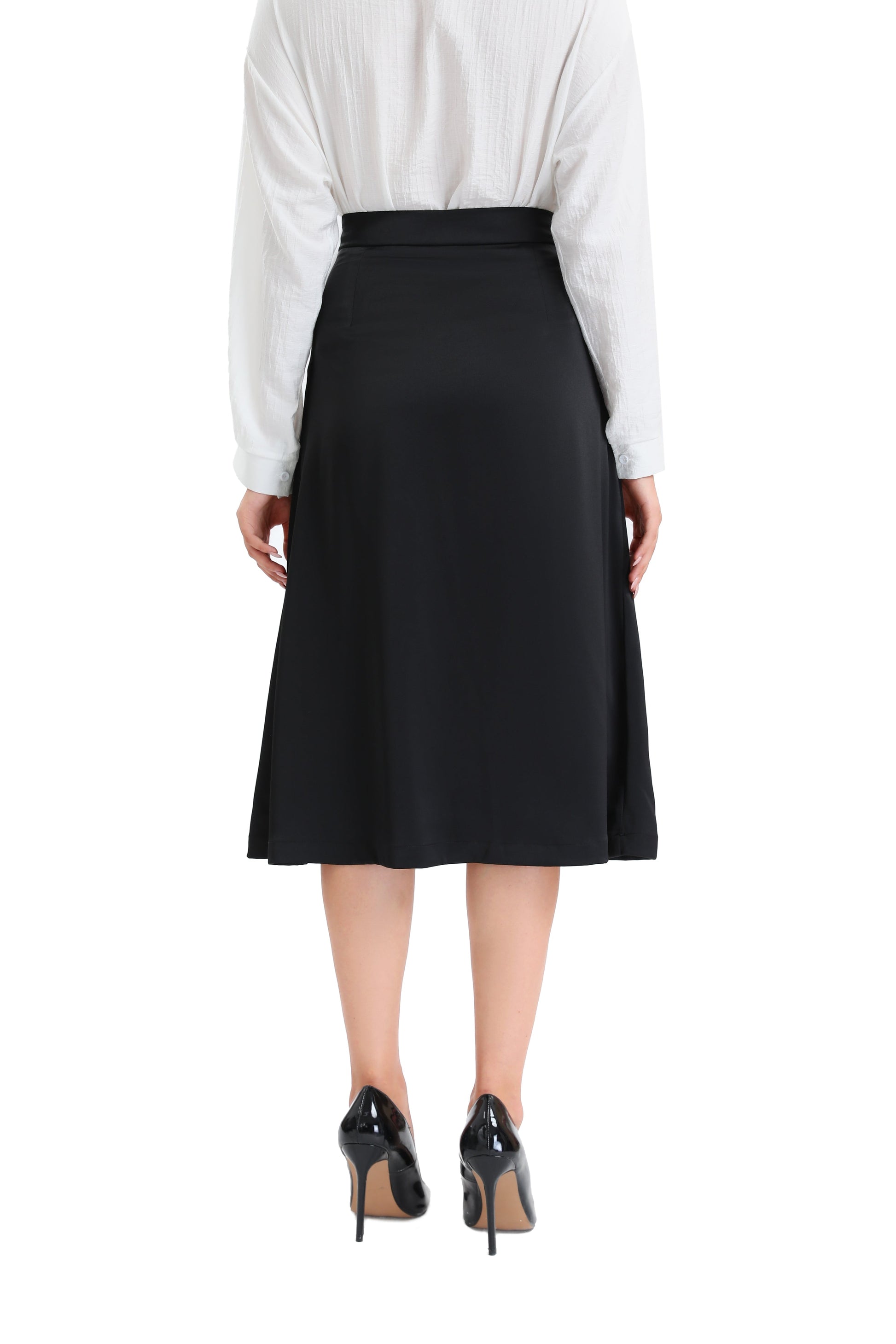 Satin Detailed Midi Skirt in S view 3 - Satin Full Skirt (dress)