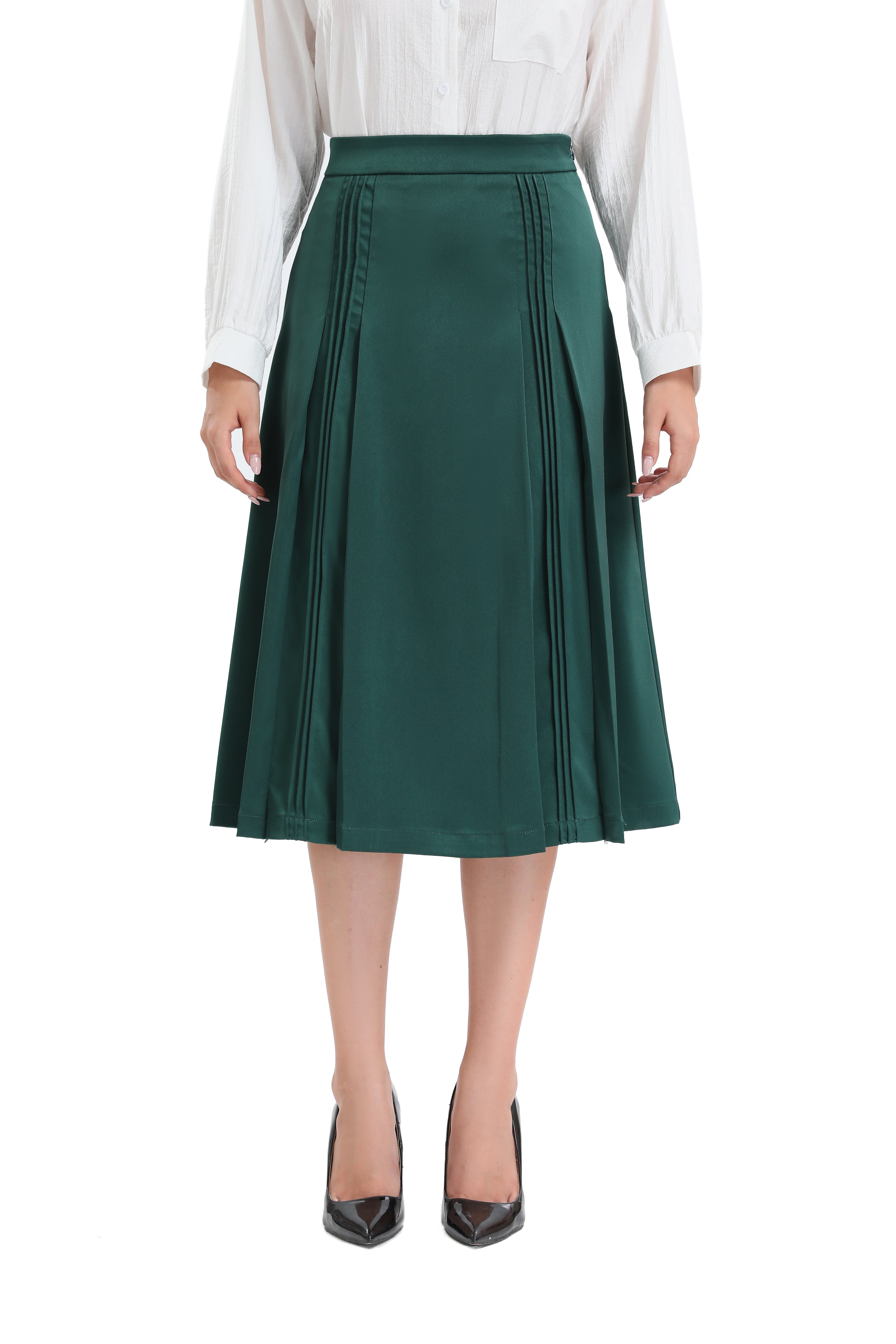 Satin Detailed Midi Skirt L view 7 (dress) - satin full skirt, satin skirt full length, satin lace deta - shop at us.meeeshop