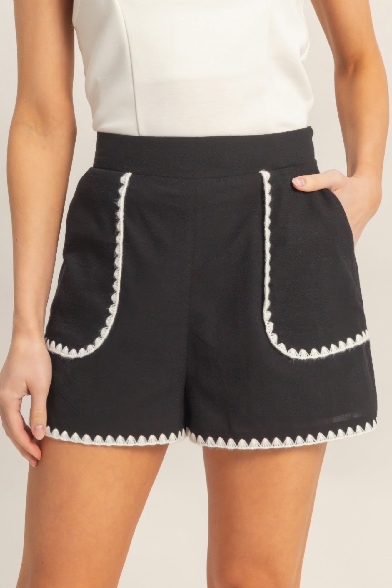 Scallop Trim High-waisted Shorts view 13 (bottom) - scallop edge shorts, scallop edge shorts women, sca - shop at us.meeeshop