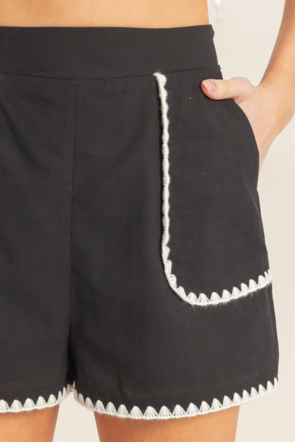 Scallop Trim High-waisted Shorts view 15 (bottom) - scallop edge shorts, scallop edge shorts women, sca - shop at us.meeeshop
