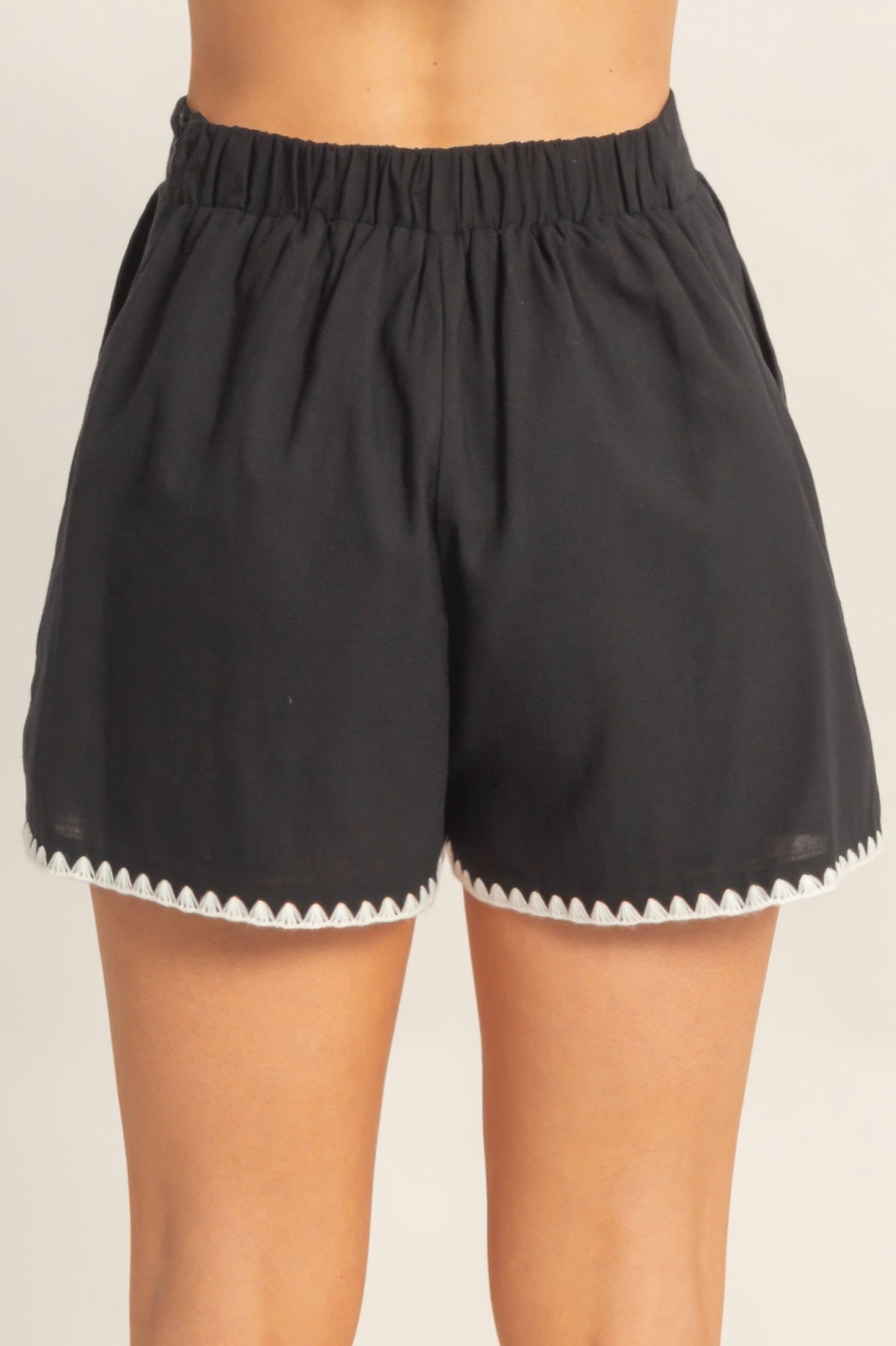 Scallop Trim High-waisted Shorts view 18 (bottom) - scallop edge shorts, scallop edge shorts women, sca - shop at us.meeeshop