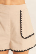 Scallop Trim High-waisted Shorts White view 5 (bottom) - scallop edge shorts, scallop edge shorts women - shop at us.meeeshop